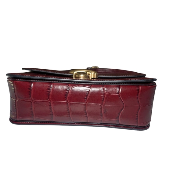 Coach Burgundy Croc-Embossed Leather Bag - Picture 6 of 12